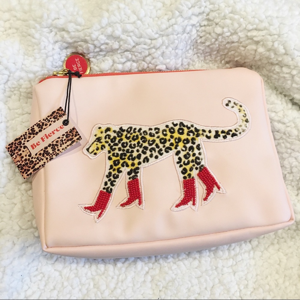 XOXO, Dominique - Pink Leopard Beaded Pouch